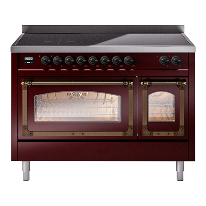 ILVE Nostalgie II Noblesse 48″ Induction Freestanding Range with Triple Glass Door - UNI486NMP