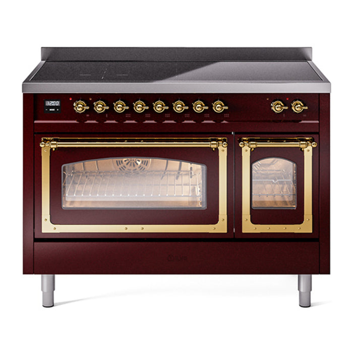 ILVE Nostalgie II Noblesse 48″ Induction Freestanding Range with Triple Glass Door - UNI486NMP