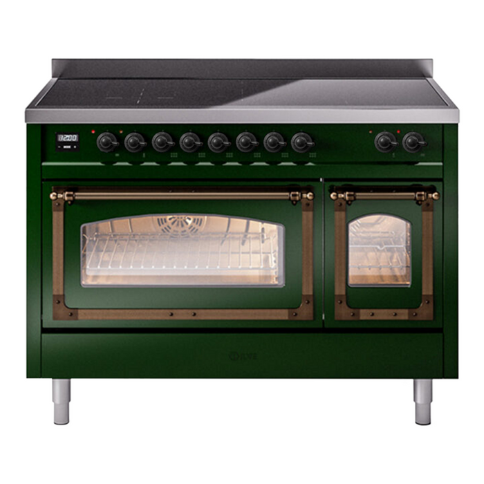 ILVE Nostalgie II Noblesse 48″ Induction Freestanding Range with Triple Glass Door - UNI486NMP