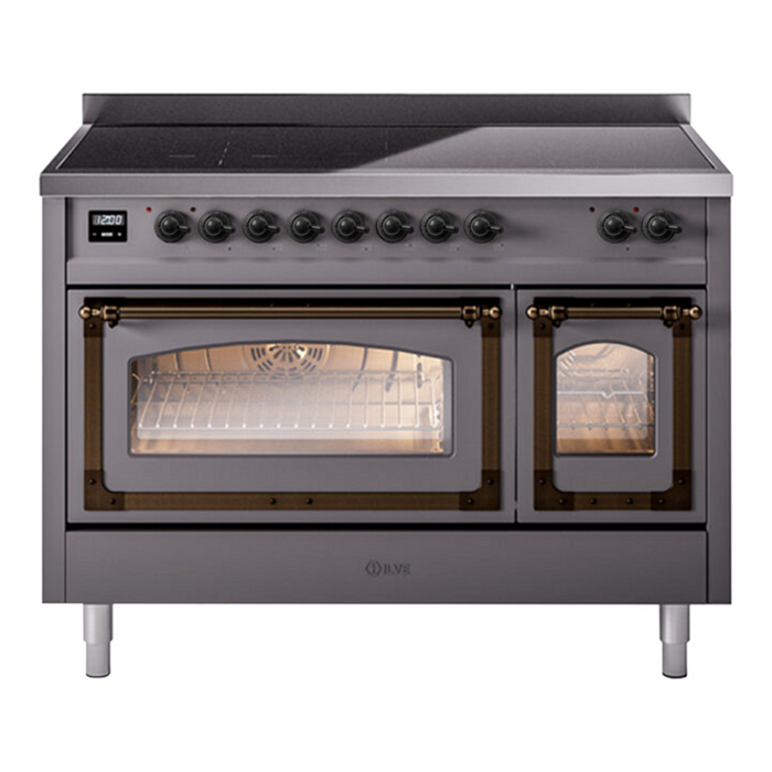 ILVE Nostalgie II Noblesse 48″ Induction Freestanding Range with Triple Glass Door - UNI486NMP