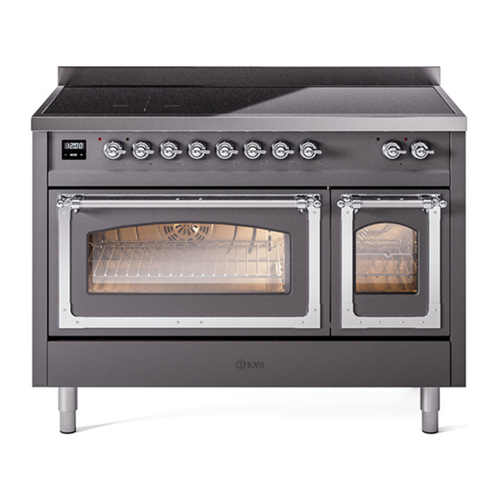 ILVE Nostalgie II Noblesse 48″ Induction Freestanding Range with Triple Glass Door - UNI486NMP