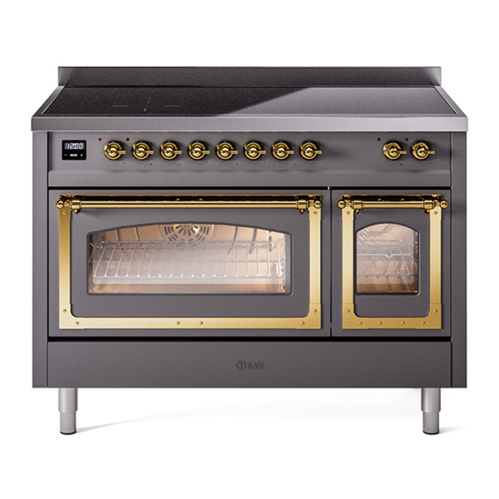 ILVE Nostalgie II Noblesse 48″ Induction Freestanding Range with Triple Glass Door - UNI486NMP