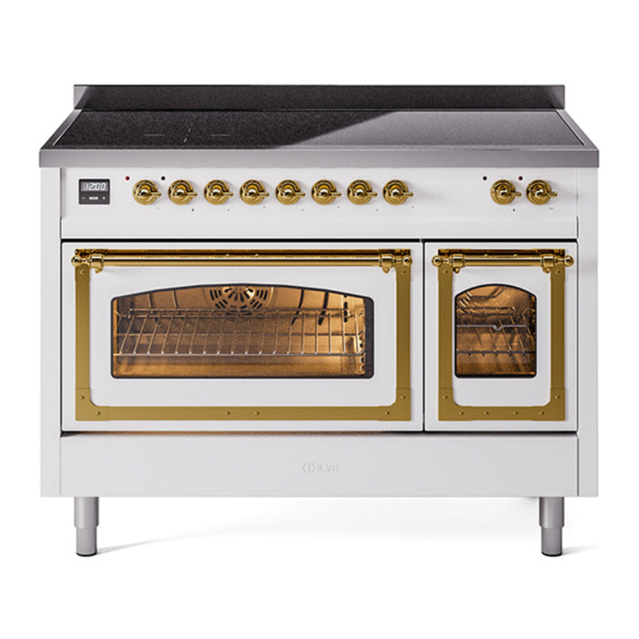 ILVE Nostalgie II Noblesse 48″ Induction Freestanding Range with Triple Glass Door - UNI486NMP