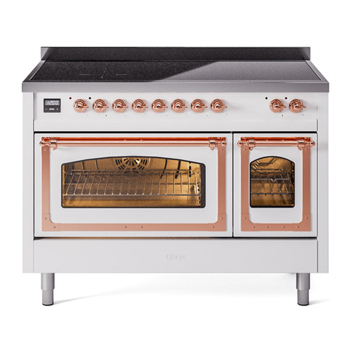 ILVE Nostalgie II Noblesse 48″ Induction Freestanding Range with Triple Glass Door - UNI486NMP