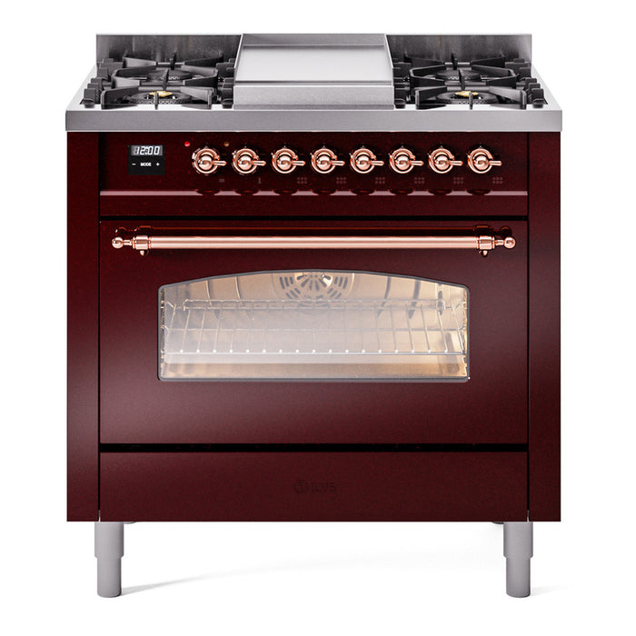 ILVE 36" Nostalgie II Series Freestanding Single Oven Dual Fuel Range (UP36FNMP)