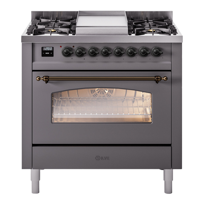 ILVE 36" Nostalgie II Series Freestanding Single Oven Dual Fuel Range (UP36FNMP)