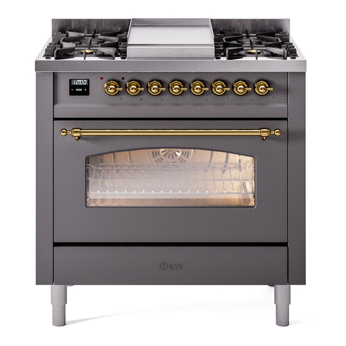 ILVE 36" Nostalgie II Series Freestanding Single Oven Dual Fuel Range (UP36FNMP)