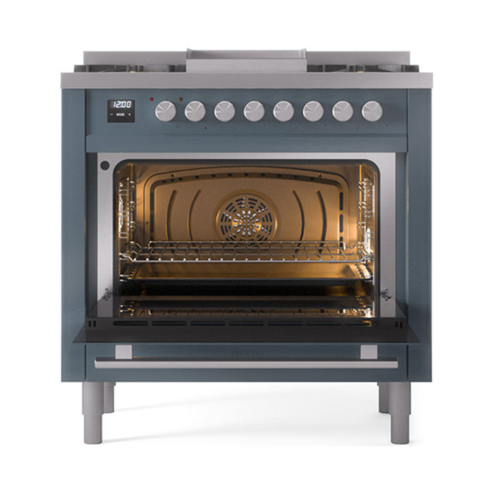 ILVE Professional Plus II 36" Dual Fuel Range 6 Sealed Burners with Solid Door - UP36FQMP