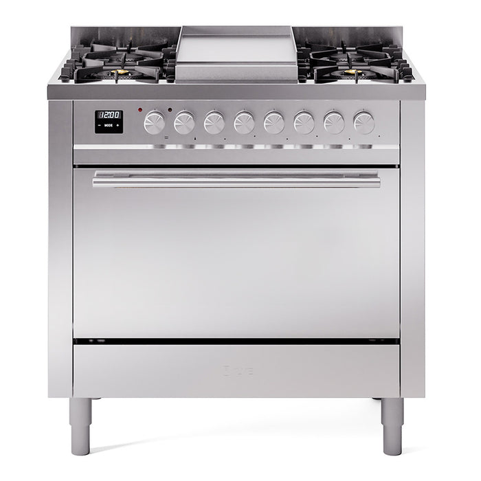 ILVE Professional Plus II 36" Dual Fuel Range 6 Sealed Burners with Solid Door - UP36FQMP