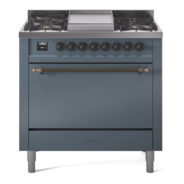 ILVE Nostalgie II 36" Dual Fuel Range with 6 Sealed Burners + Griddle Solid Door - UP36FQNMP