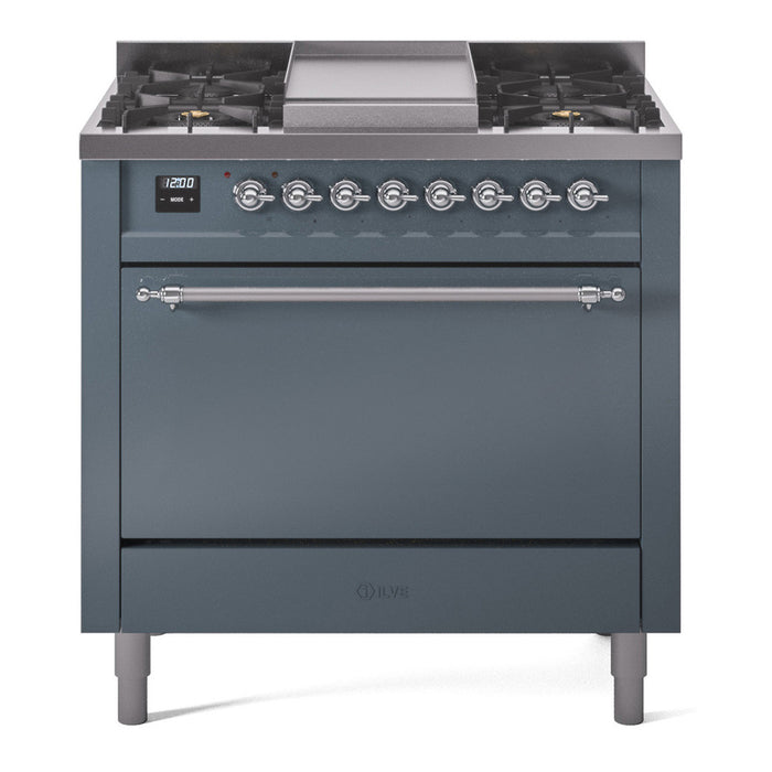ILVE Nostalgie II 36" Dual Fuel Range with 6 Sealed Burners + Griddle Solid Door - UP36FQNMP