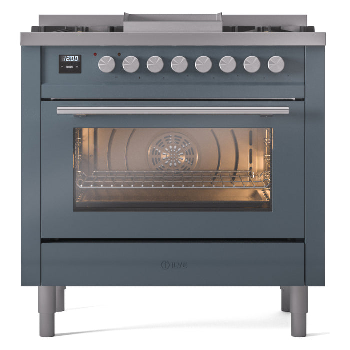 ILVE Professional Plus II 36-Inch Freestanding Dual Fuel Range with 6 Sealed Burner - UP36FWMP