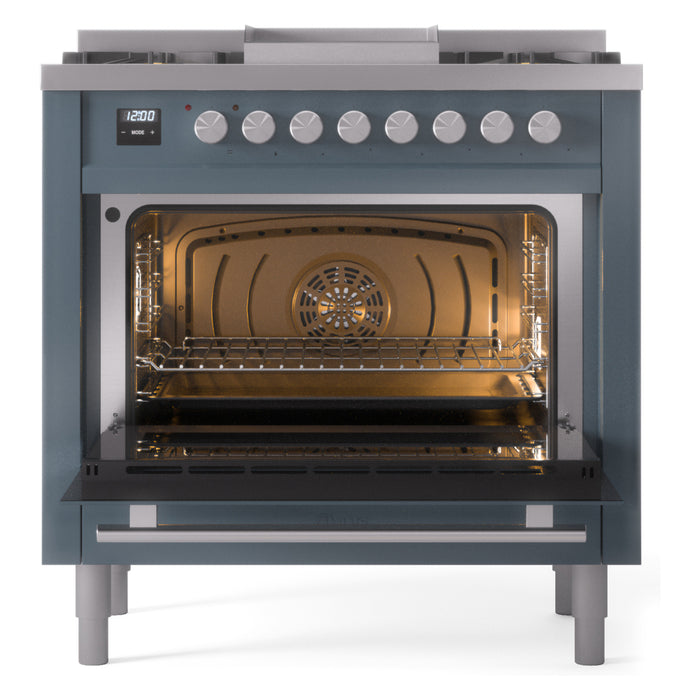 ILVE Professional Plus II 36-Inch Freestanding Dual Fuel Range with 6 Sealed Burner - UP36FWMP