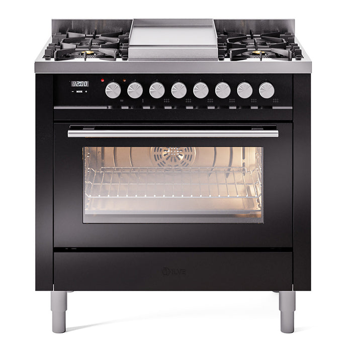 ILVE Professional Plus II 36-Inch Freestanding Dual Fuel Range with 6 Sealed Burner - UP36FWMP