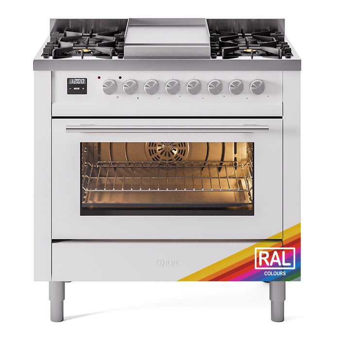 ILVE Professional Plus II 36-Inch Freestanding Dual Fuel Range with 6 Sealed Burner - UP36FWMP