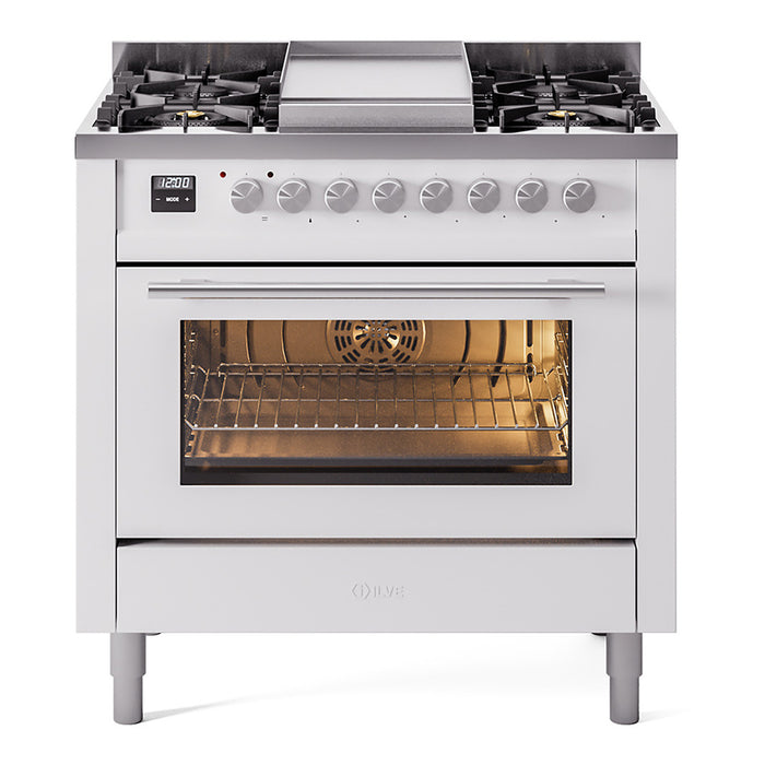 ILVE Professional Plus II 36-Inch Freestanding Dual Fuel Range with 6 Sealed Burner - UP36FWMP