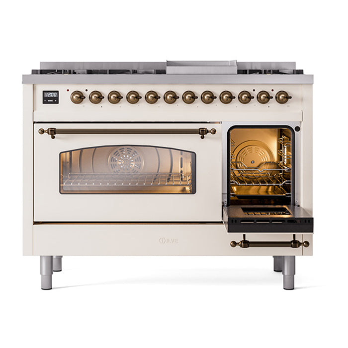 ILVE 48" Nostalgie II Series Freestanding Double Oven Dual Fuel Range (UP48FNMP)