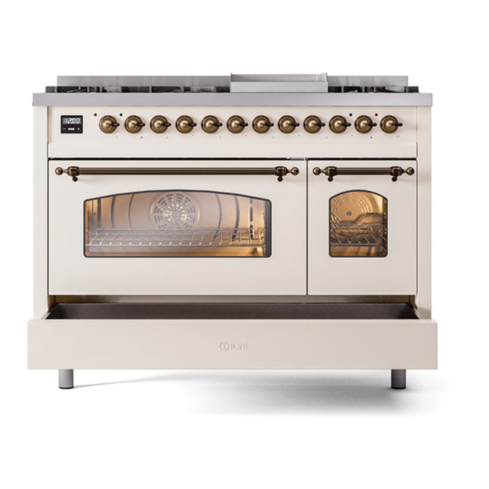 ILVE 48" Nostalgie II Series Freestanding Double Oven Dual Fuel Range (UP48FNMP)