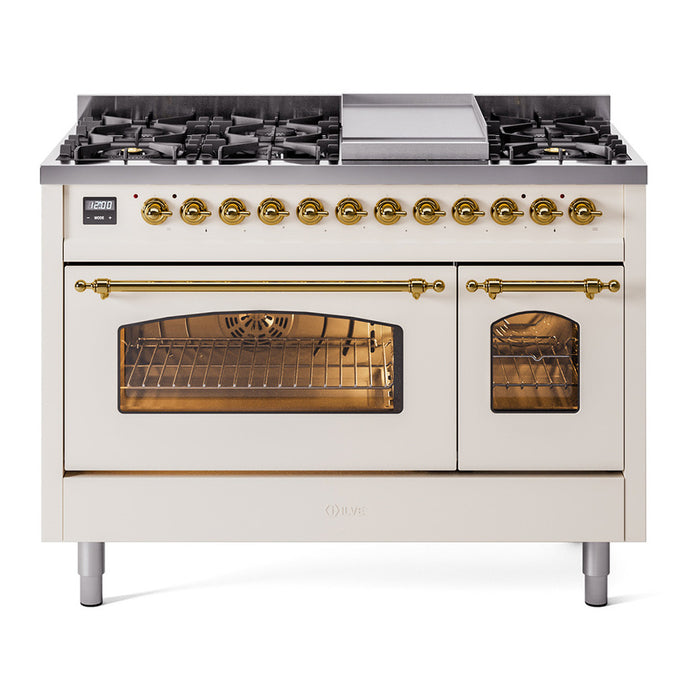 ILVE 48" Nostalgie II Series Freestanding Double Oven Dual Fuel Range (UP48FNMP)