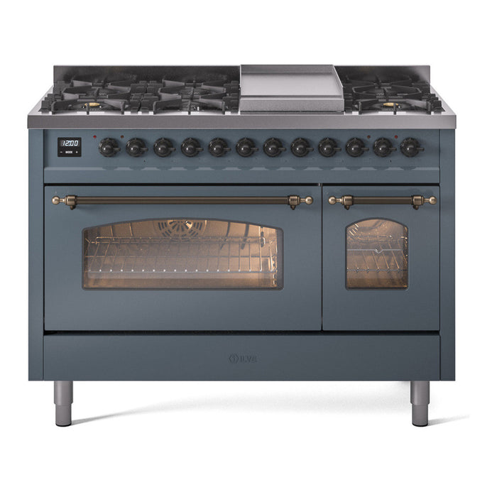 ILVE 48" Nostalgie II Series Freestanding Double Oven Dual Fuel Range (UP48FNMP)
