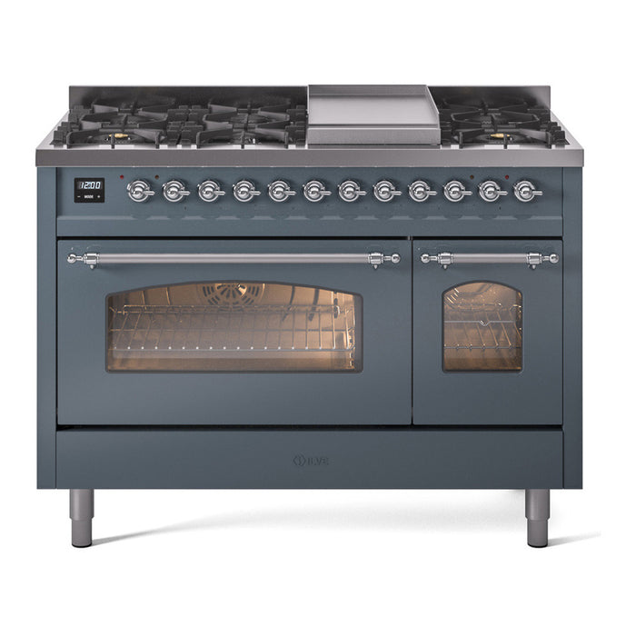 ILVE 48" Nostalgie II Series Freestanding Double Oven Dual Fuel Range (UP48FNMP)