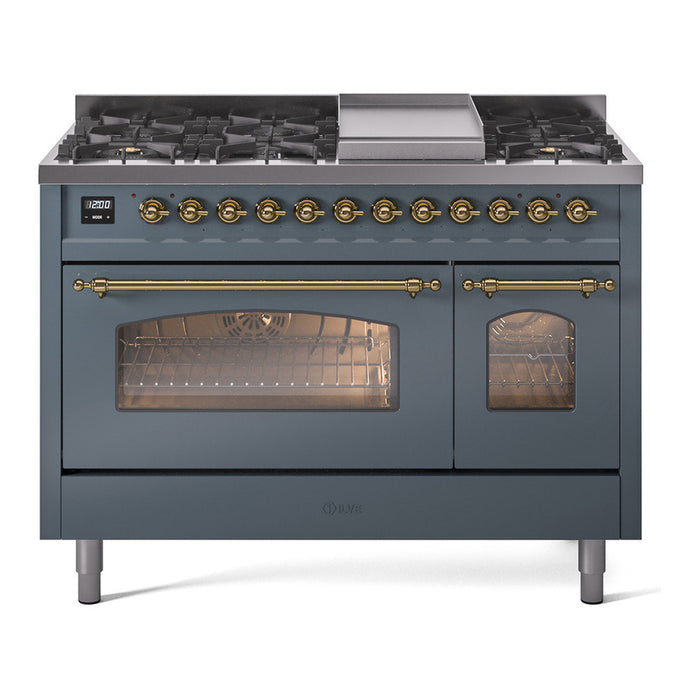 ILVE 48" Nostalgie II Series Freestanding Double Oven Dual Fuel Range (UP48FNMP)