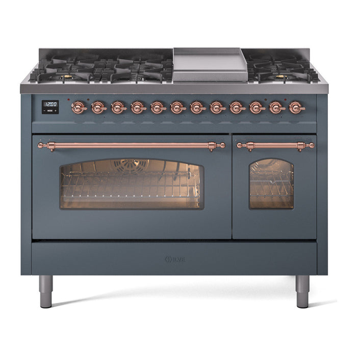 ILVE 48" Nostalgie II Series Freestanding Double Oven Dual Fuel Range (UP48FNMP)