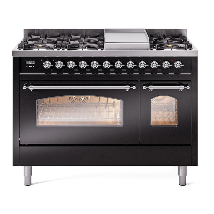ILVE 48" Nostalgie II Series Freestanding Double Oven Dual Fuel Range (UP48FNMP)