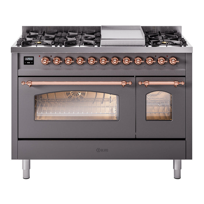 ILVE 48" Nostalgie II Series Freestanding Double Oven Dual Fuel Range (UP48FNMP)