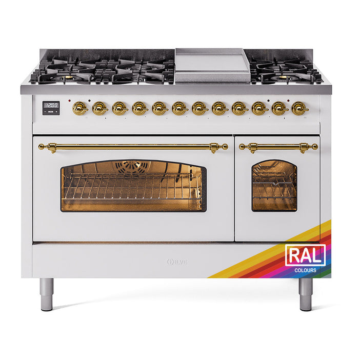 ILVE 48" Nostalgie II Series Freestanding Double Oven Dual Fuel Range (UP48FNMP)
