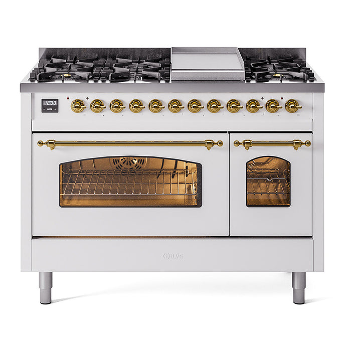 ILVE 48" Nostalgie II Series Freestanding Double Oven Dual Fuel Range (UP48FNMP)
