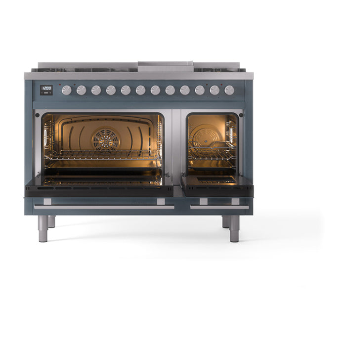 ILVE Professional Plus II 48" Dual Fuel Range 8 Sealed Burners with Solid Door - UP48FQMP