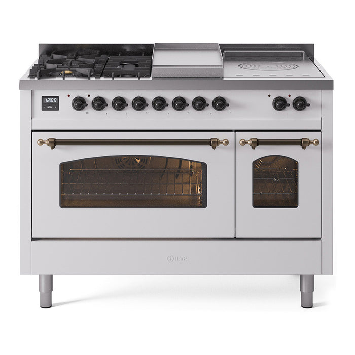 ILVE Nostalgie 48" Dual Fuel Range with 5 Sealed Burners Griddle French Top Triple Glass Door - UP48FSNMP