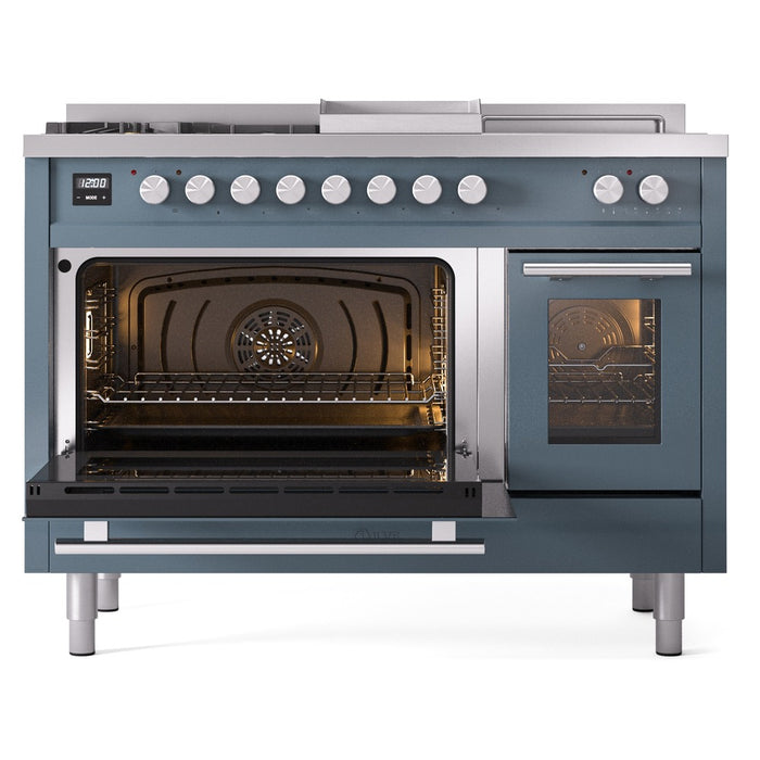 ILVE Professional Plus II 48" Dual Fuel Range with 5 Sealed Burners Griddle French Top Triple Glass Door - UP48FSWMP