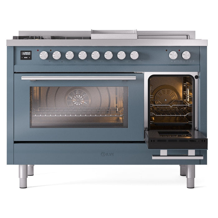 ILVE Professional Plus II 48" Dual Fuel Range with 5 Sealed Burners Griddle French Top Triple Glass Door - UP48FSWMP