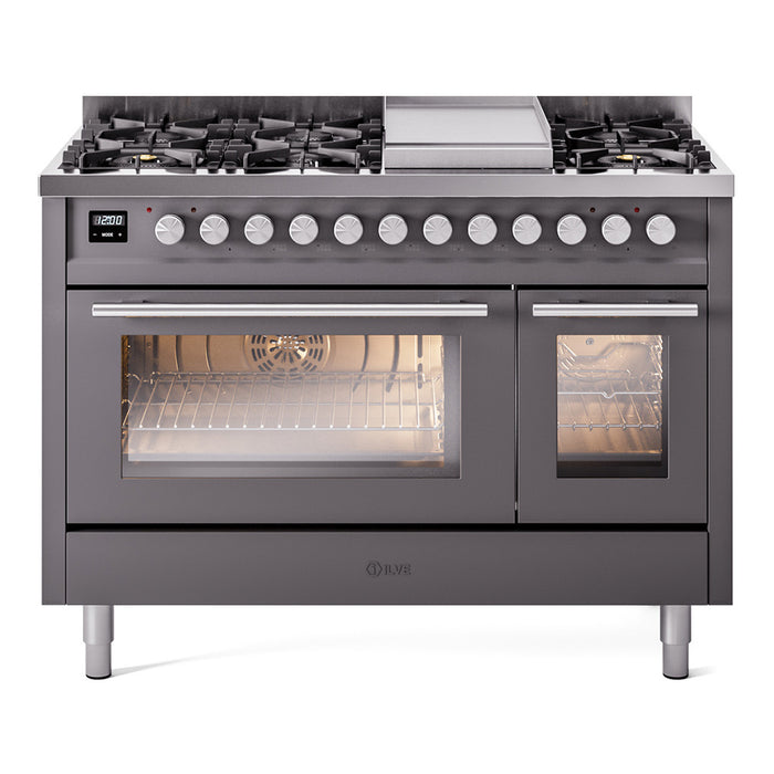 ILVE 48-Inch Professional Plus II Freestanding Dual Fuel Range with 8 Sealed Burner - UP48FWMP