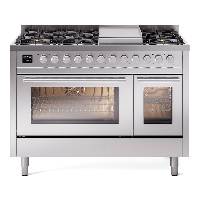 ILVE 48-Inch Professional Plus II Freestanding Dual Fuel Range with 8 Sealed Burner - UP48FWMP