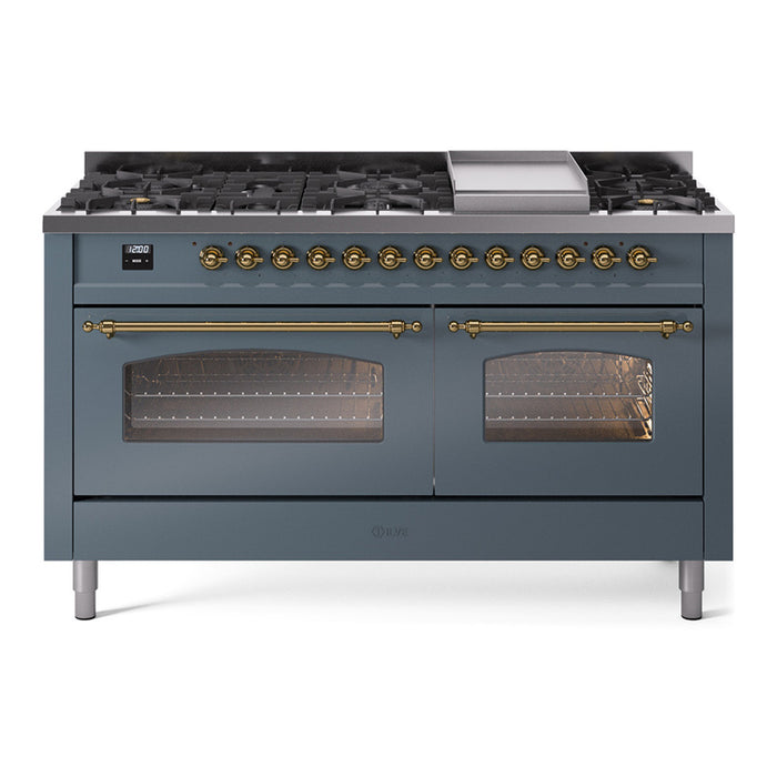 ILVE Nostalgie 60" Dual Fuel Range with 9 Sealed Burners Griddle Triple Glass Door - UP60FNMP
