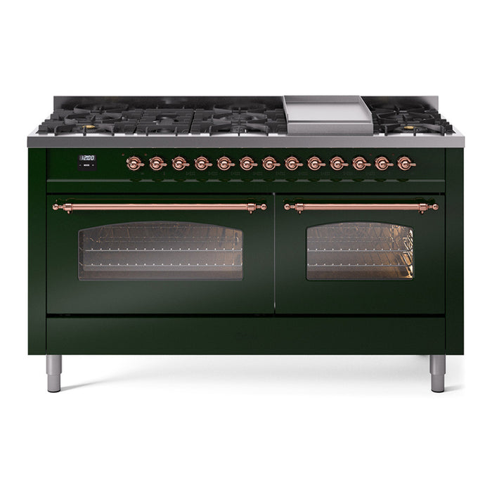 ILVE Nostalgie 60" Dual Fuel Range with 9 Sealed Burners Griddle Triple Glass Door - UP60FNMP
