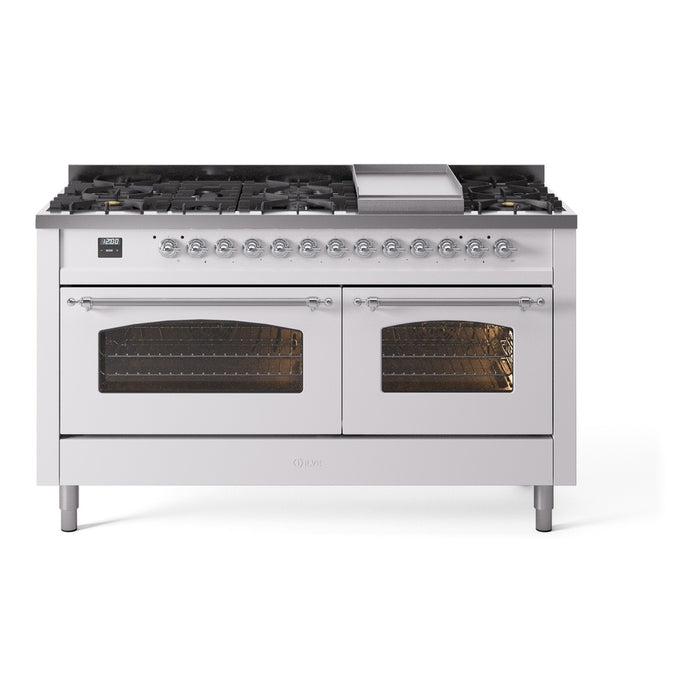 ILVE Nostalgie 60" Dual Fuel Range with 9 Sealed Burners Griddle Triple Glass Door - UP60FNMP