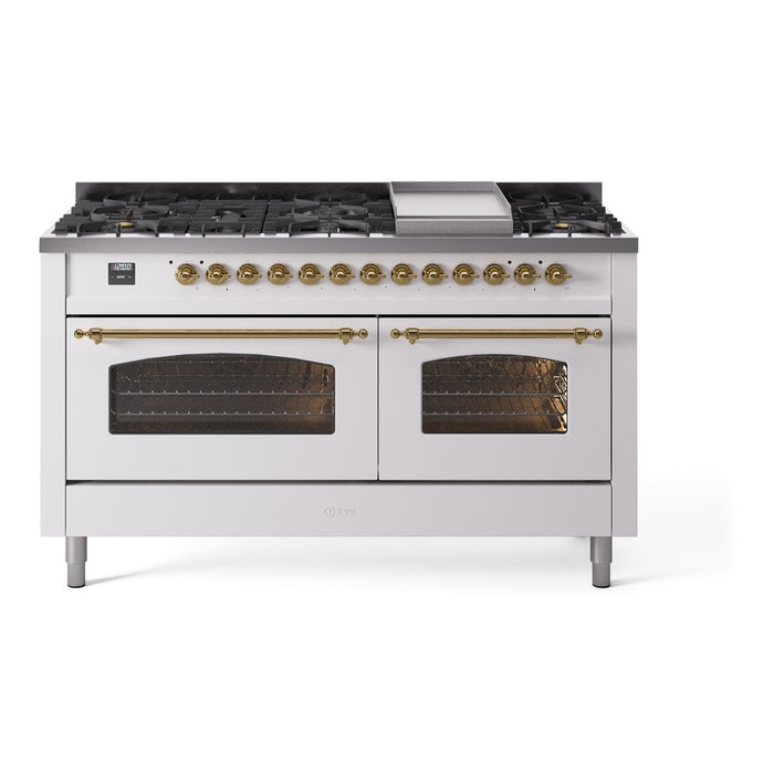ILVE Nostalgie 60" Dual Fuel Range with 9 Sealed Burners Griddle Triple Glass Door - UP60FNMP