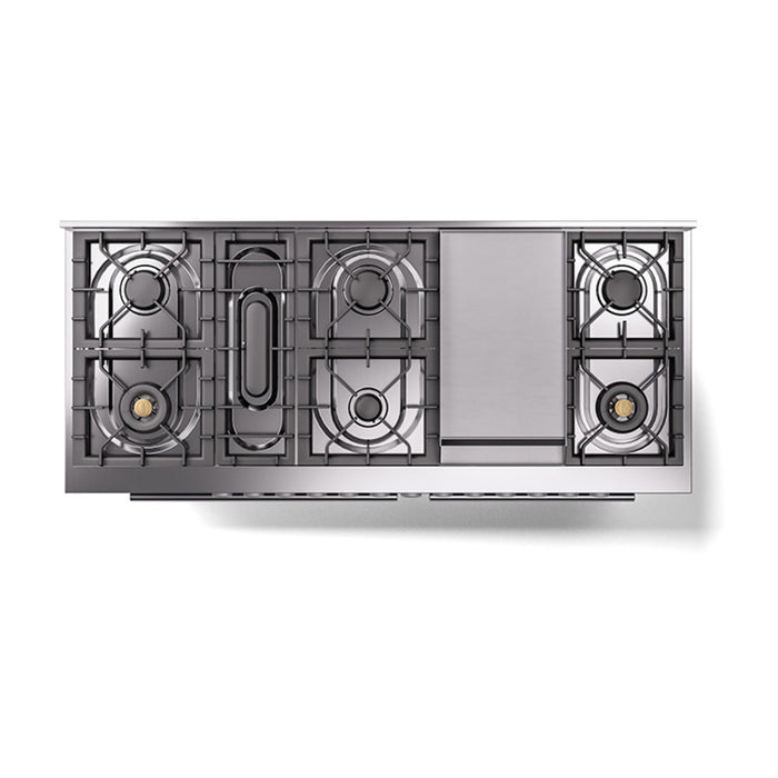 ILVE Professional Plus II 60" Dual Fuel Range with 9 Sealed Burners + Griddle Solid Door - UP60FQMP