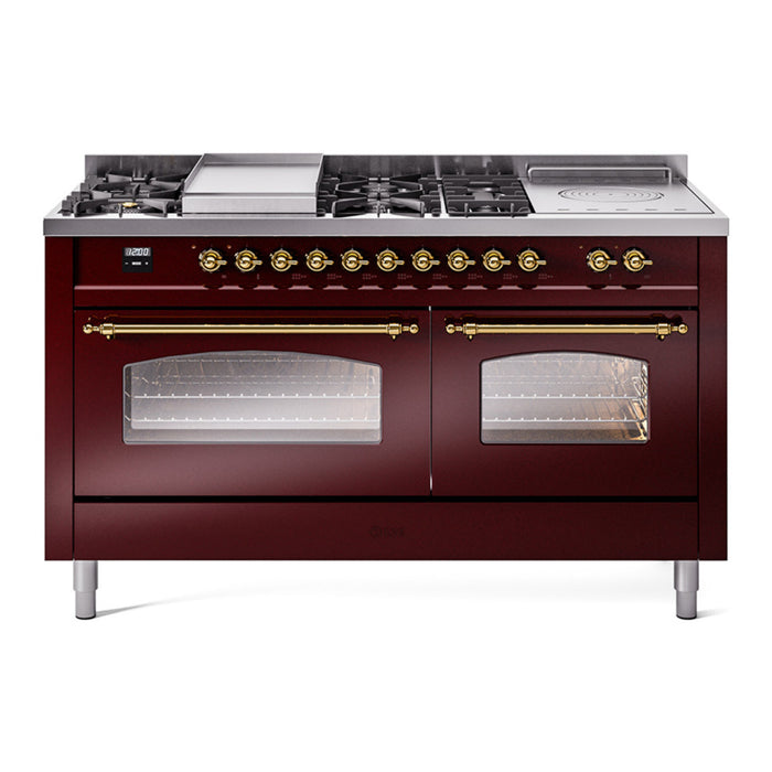 ILVE 60" Nostalgie II Double Oven Dual Fuel Range (UP60FSNMP)