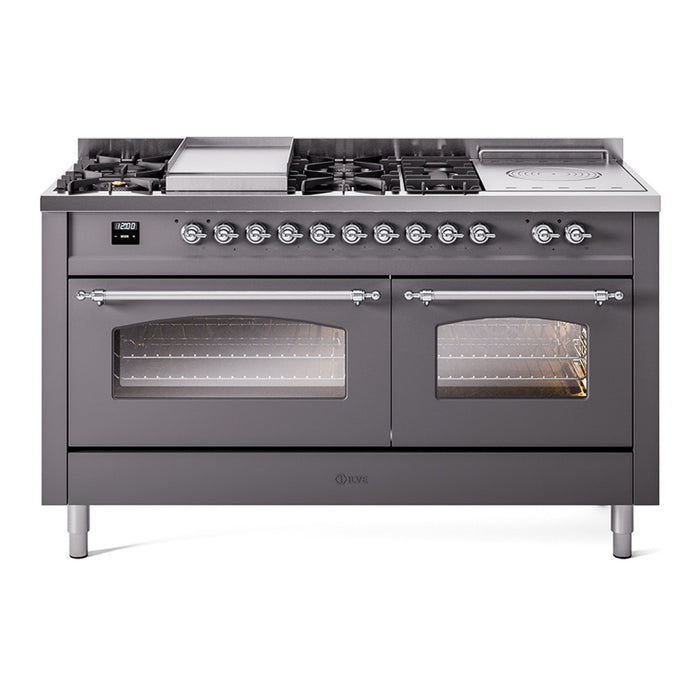 ILVE 60" Nostalgie II Double Oven Dual Fuel Range (UP60FSNMP)
