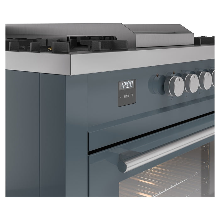 ILVE Professional Plus II 60" Dual Fuel Range with 7 Sealed Burners + Griddle + French Top Solid Door - UP60FSQMP