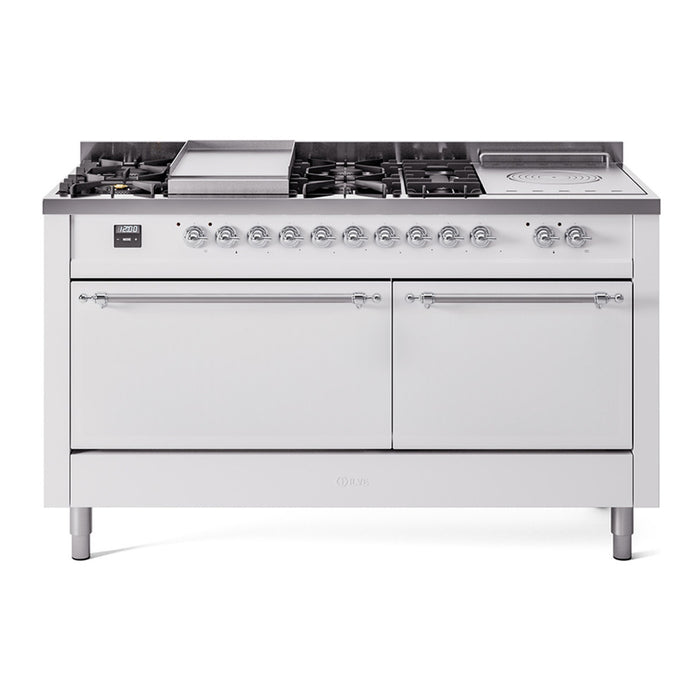 ILVE Nostalgie II 60" Dual Fuel Range with 7 Sealed Burners + Griddle + French Top Solid Door - UP60FSQNMP