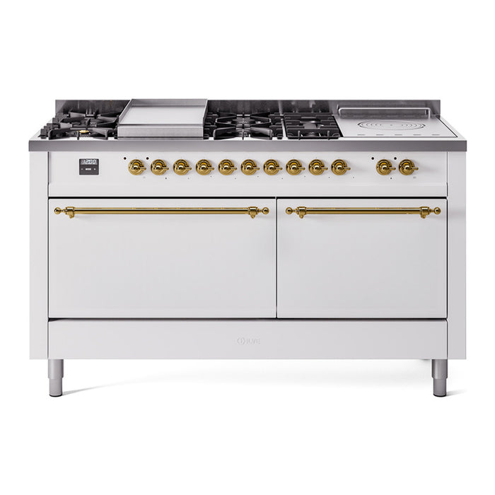 ILVE Nostalgie II 60" Dual Fuel Range with 7 Sealed Burners + Griddle + French Top Solid Door - UP60FSQNMP