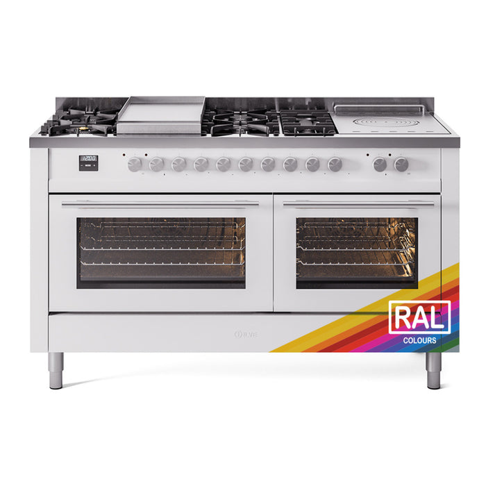 ILVE Professional Plus II 60 Inch Dual Fuel Freestanding Range in Stainless Steel with Trim - UP60FSWMP