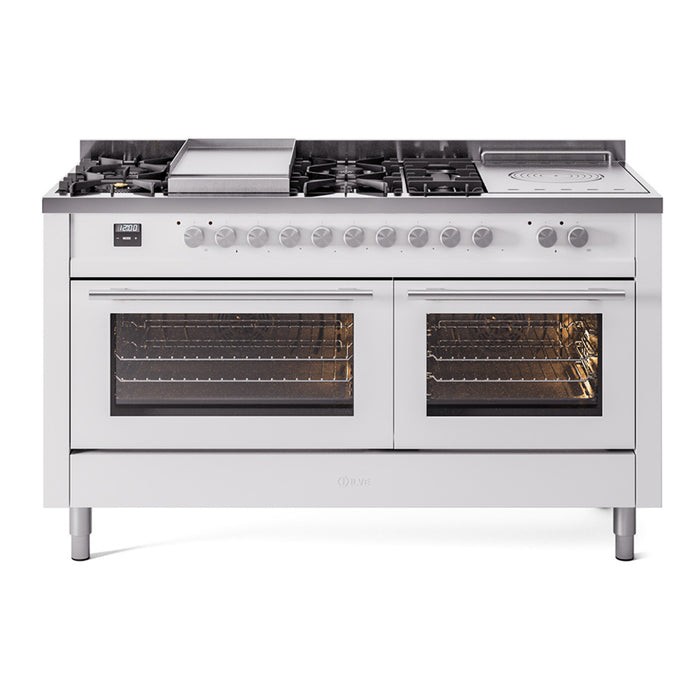 ILVE Professional Plus II 60 Inch Dual Fuel Freestanding Range in Stainless Steel with Trim - UP60FSWMP