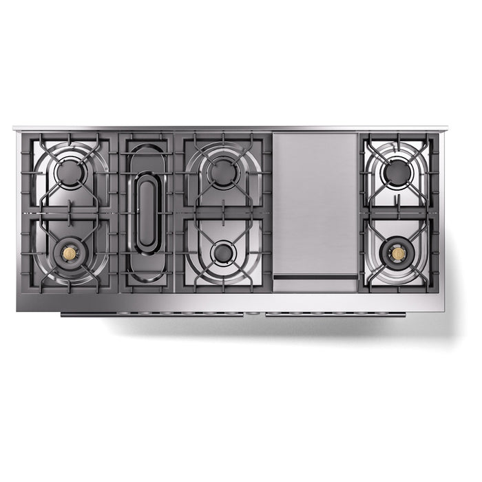 ILVE Professional Plus 60" Dual Fuel Range with 9 Sealed Burners w/Griddle Triple Glass Door - UP60FWMP